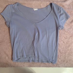 Garage light blue crop tee
